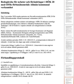 HÖK20 Redogörelsetext nyheter och förändringar