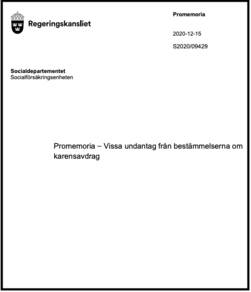 Vissa undantag från bestämmelserna om karensavdrag, S2020/09429